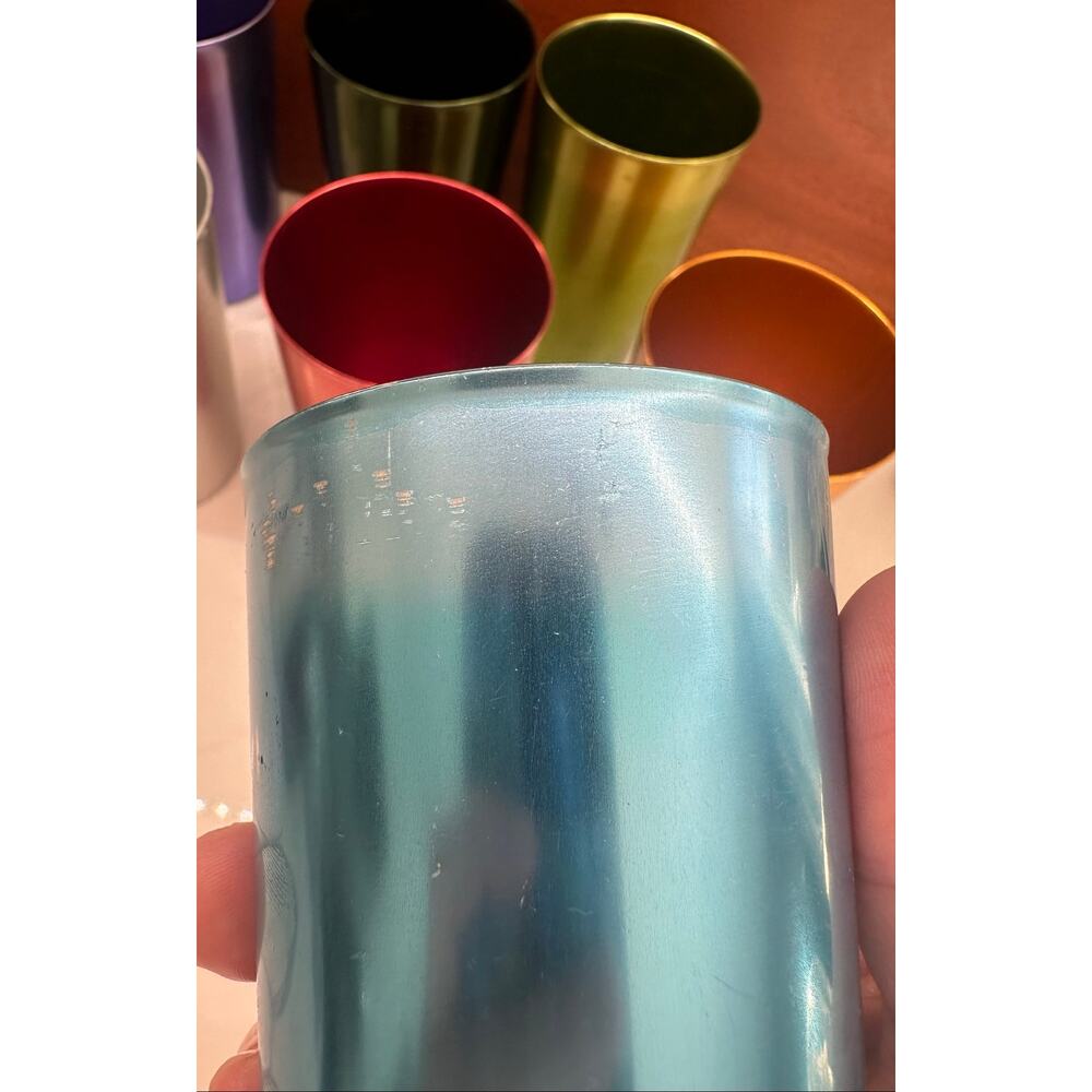 Vintage Set of 8 Anodized Aluminum Tumblers Multicolor MCM Bascal & Unmarked - Picture 11 of 13